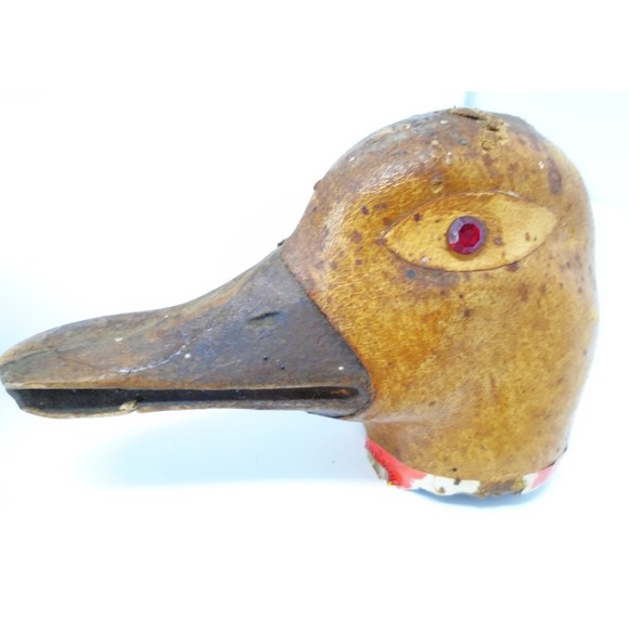 Vintage Hand-Tooled Leather Wrapped Duck 12" Wine Bottle/Decanter from Italy - Picture 7 of 15